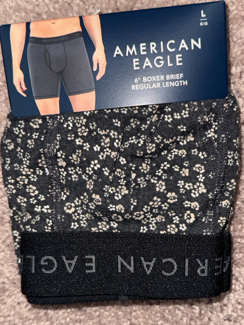 American Eagle Outfitters Black Boxer Briefs with White Floral Print